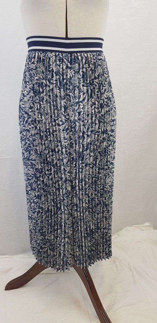 Joules Eila Blue & White Pleated Skirt Size 10 BNWT