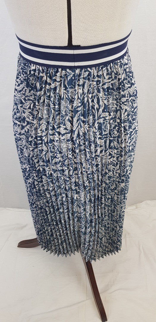 Joules Eila Blue & White Pleated Skirt Size 10 BNWT