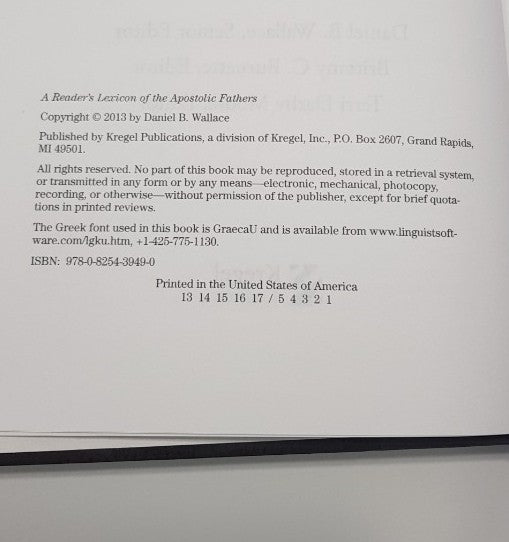 A Reader's Lexicon of the Apostolic Fathers. Edited by Daniel B. Wallace. GC