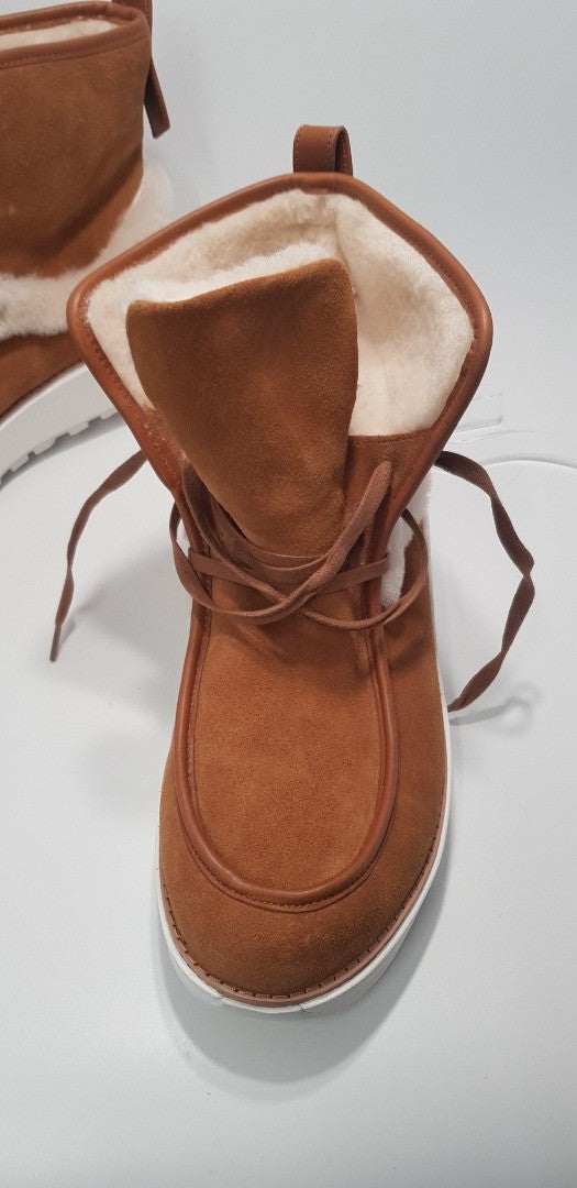 Fitflop Light Tan Lace-up Suede Ankle Boots Size 6 Nearly New