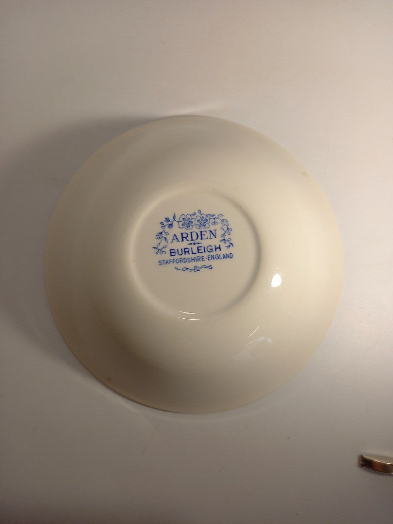 Burleigh Ware Arden Bowl, Blue and White Floral Vintage Round Cereal / Soup