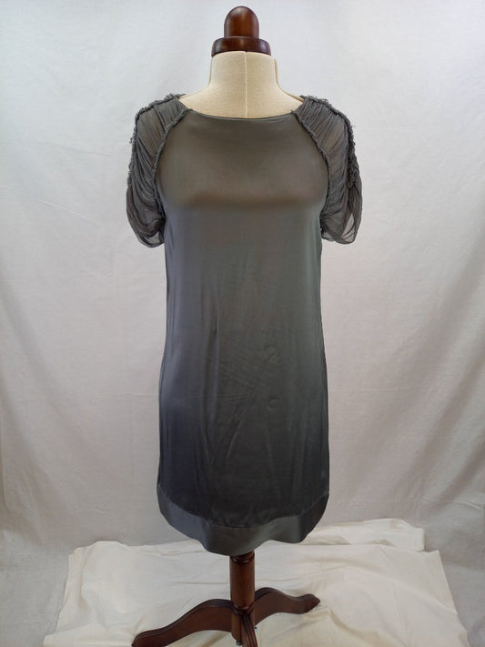 Alexander McQueen McQ Grey Satin Shift Dress - Size Small