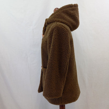 Zara Childs Teddy Coat w Hood - Brown - Age 11-12