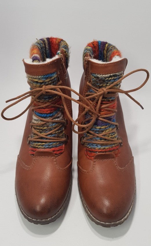 Rieker Ankle Boots (Edina 2) with Colourful Knit detail - Size 7 Brand New