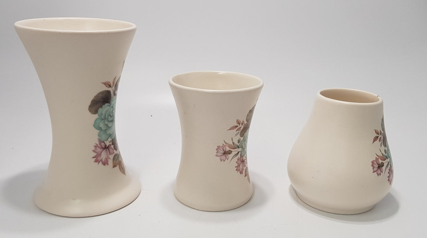 Purbeck Gifts Poole Pottery x3 Posy Vases with Floral design VGC