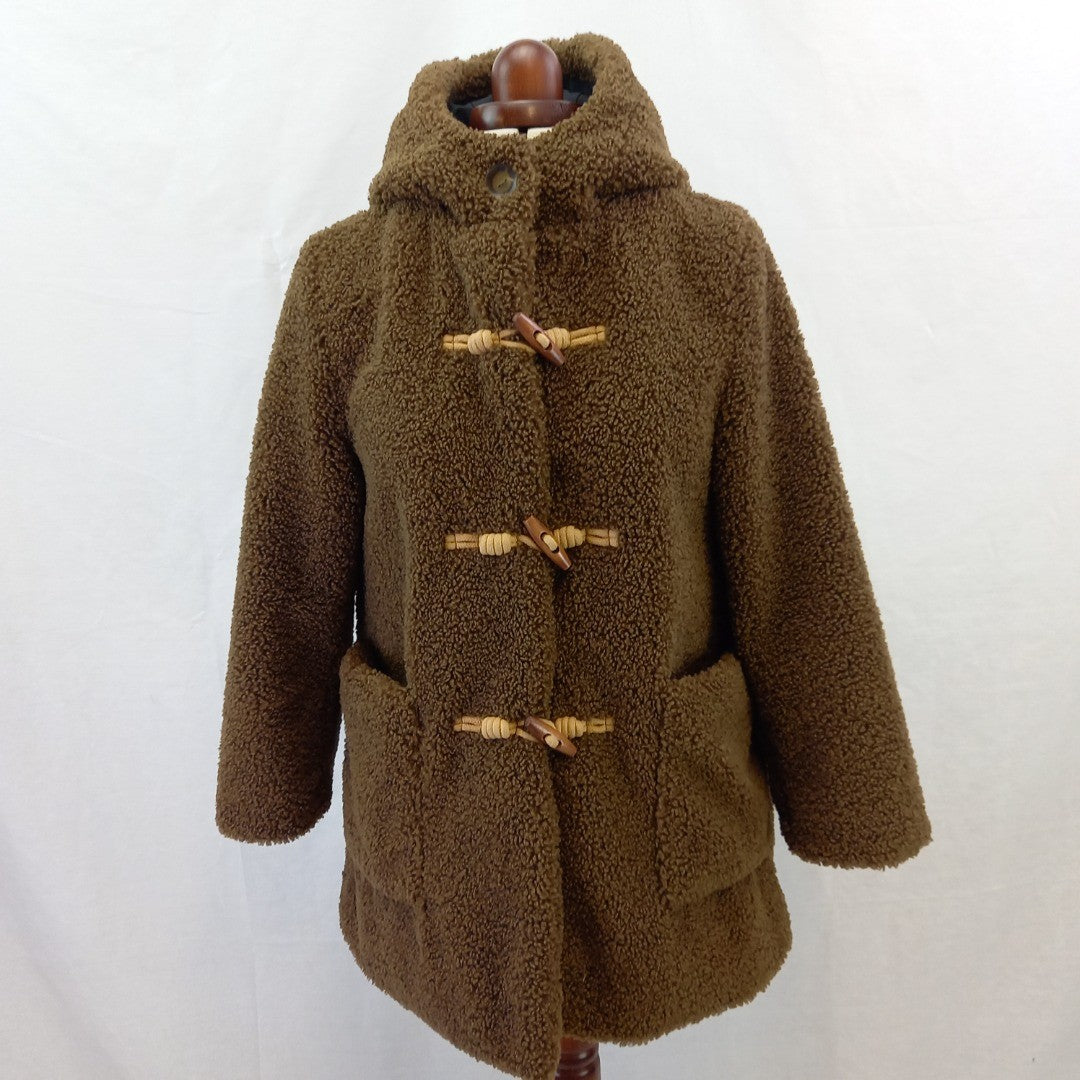 Zara Childs Teddy Coat w Hood - Brown - Age 11-12