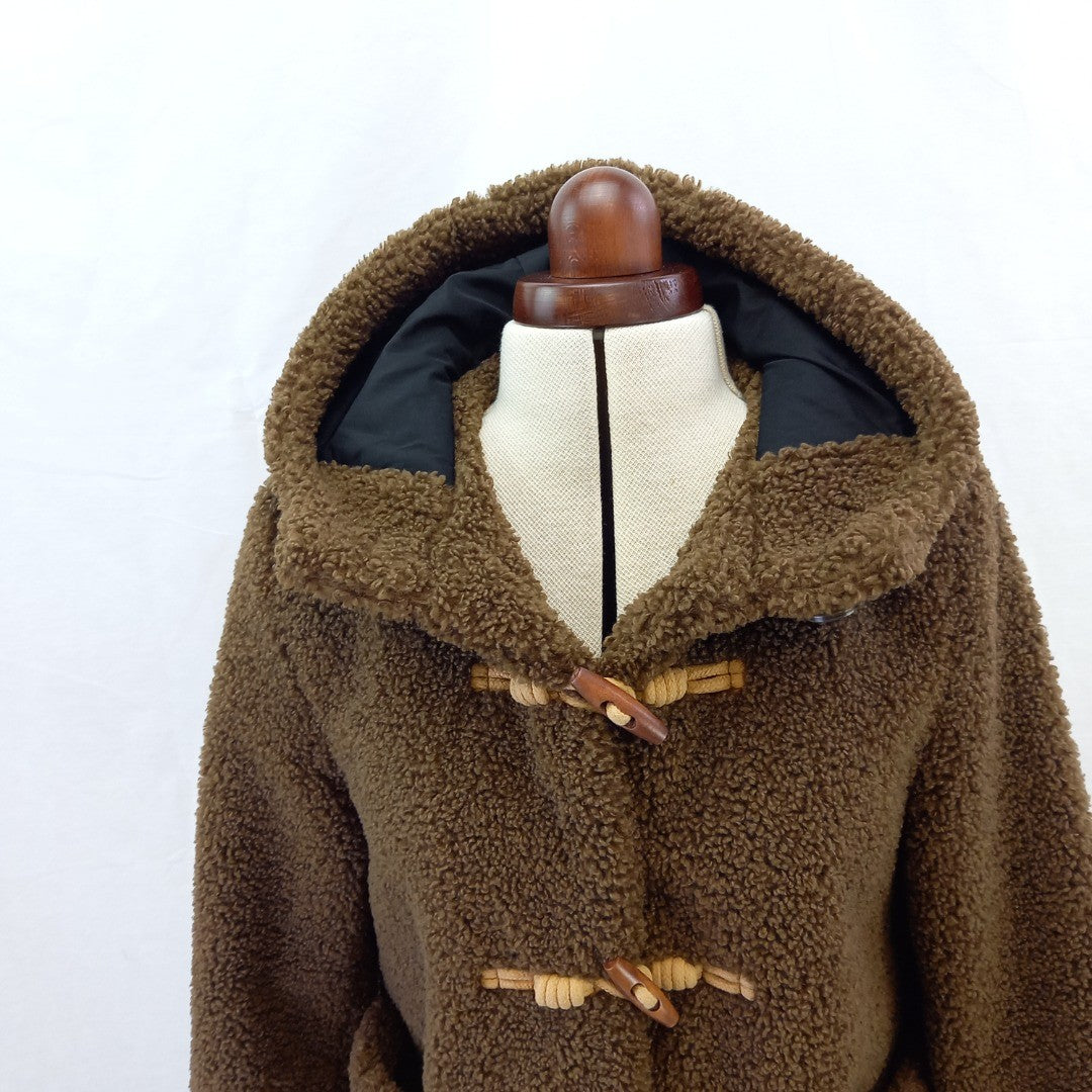 Zara Childs Teddy Coat w Hood - Brown - Age 11-12