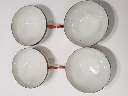 Vintage Mid-Century Japanese Tea Set x4 Cup & Saucer - Geisha Design   VGC