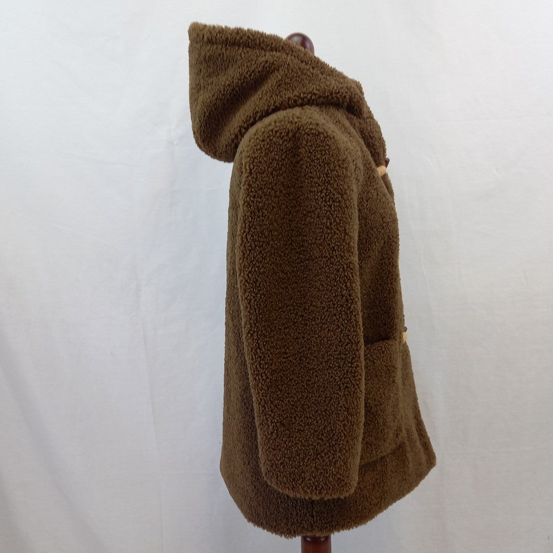 Zara Childs Teddy Coat w Hood - Brown - Age 11-12