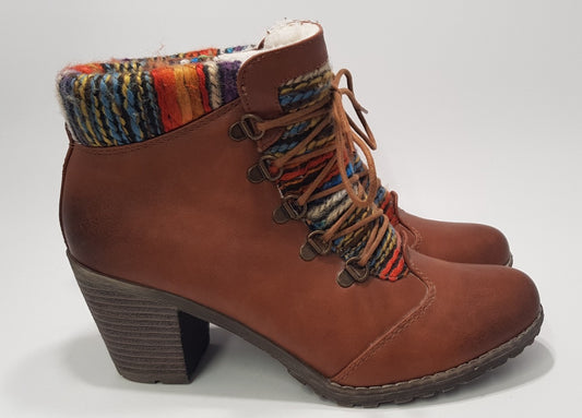 Rieker Ankle Boots (Edina 2) with Colourful Knit detail - Size 7 Brand New
