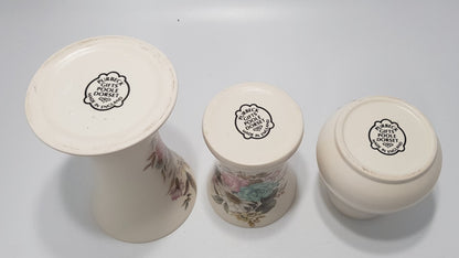 Purbeck Gifts Poole Pottery x3 Posy Vases with Floral design VGC