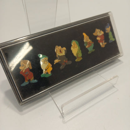 Disney 7 Dwarfs Pin Badges in Case - Complete Set - Vintage