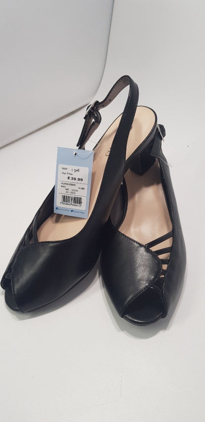 Pavers Open Toe Black Black Heel Shoe Size 5 Brand New