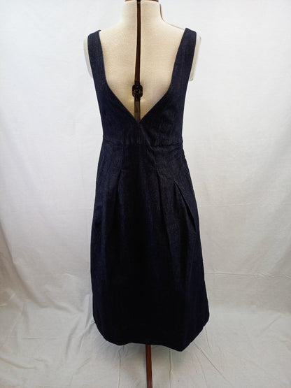 Toast Organic Indigo Denim V Neck Pinafore Maxi Dress New with Tag - Size 6