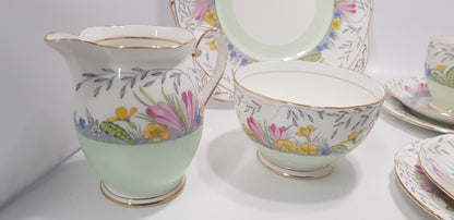 Royal Grafton Spring Time Tea Set x4 settings Plus Jug, Plate & Bowl Vintage/Rare VGC