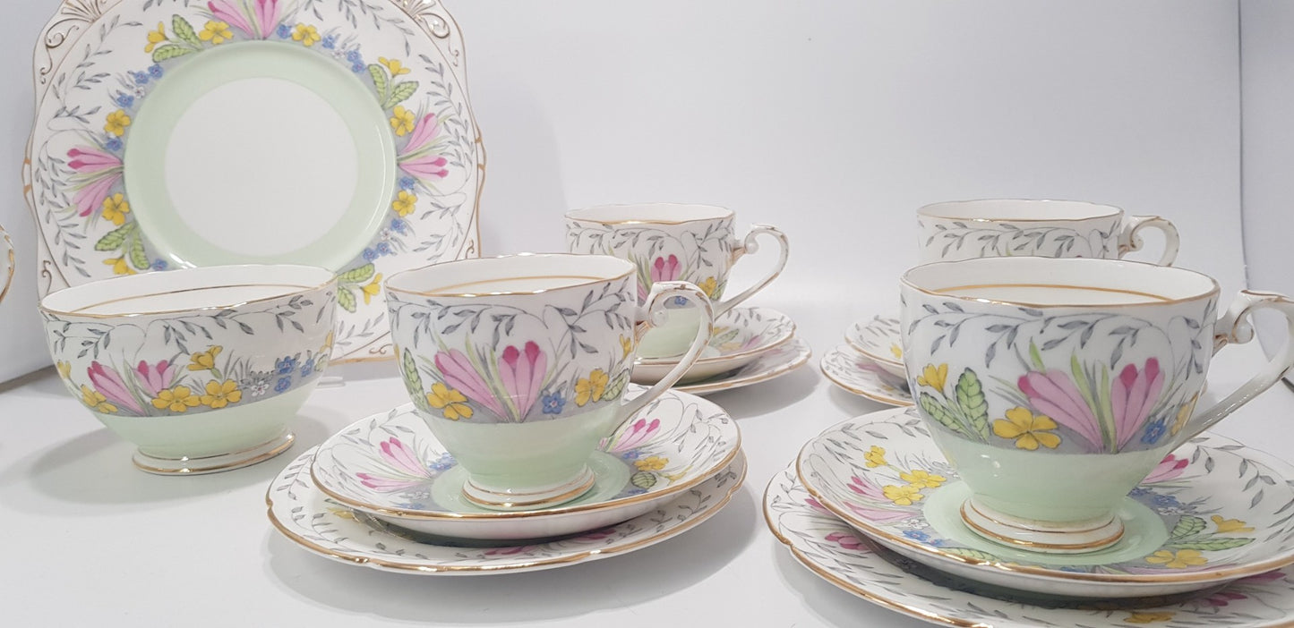 Royal Grafton Spring Time Tea Set x4 settings Plus Jug, Plate & Bowl Vintage/Rare VGC