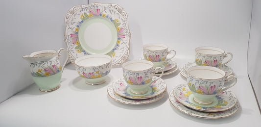 Royal Grafton Spring Time Tea Set x4 settings Plus Jug, Plate & Bowl Vintage/Rare VGC