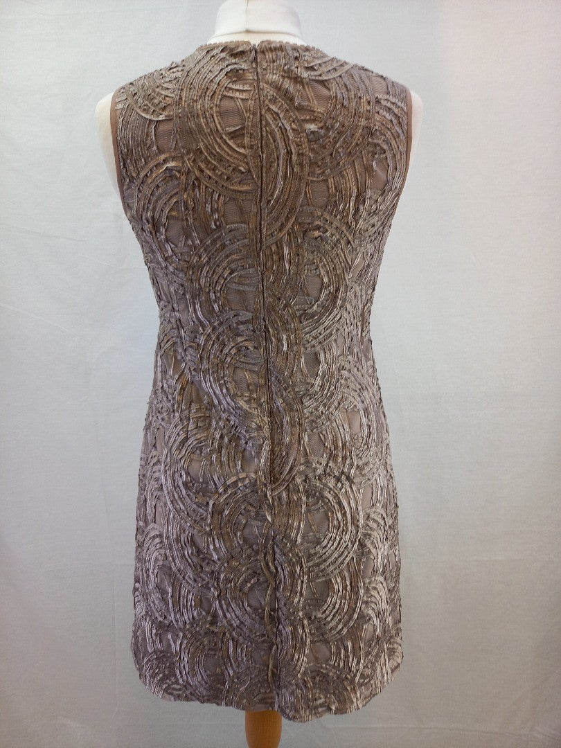 Adrianna Papell Nude Sequin Embellished Textured Shift Dress - Size 12