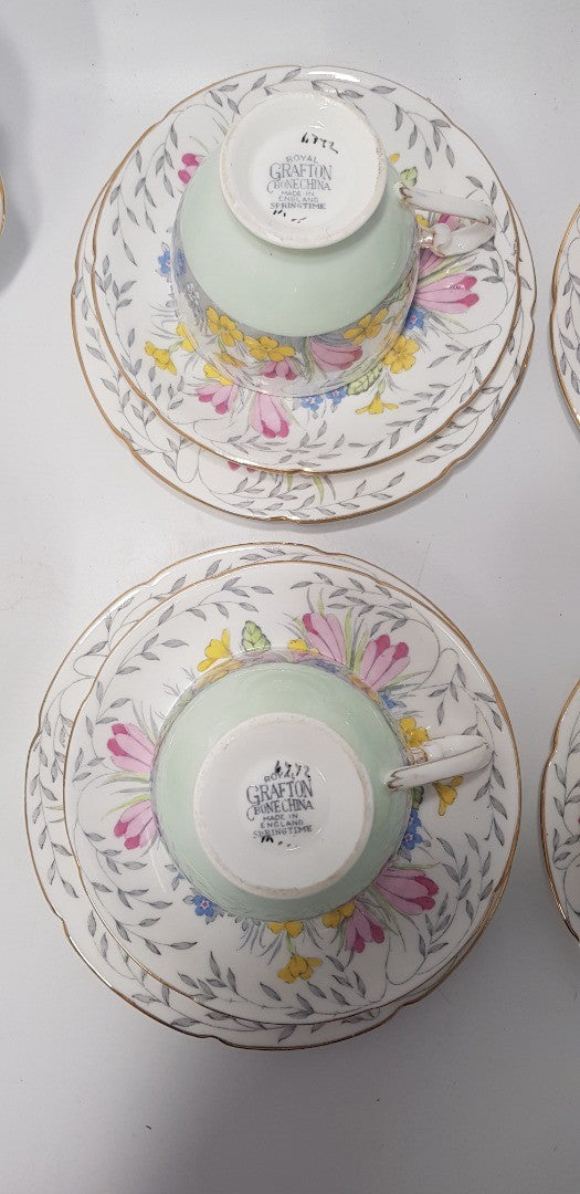 Royal Grafton Spring Time Tea Set x4 settings Plus Jug, Plate & Bowl Vintage/Rare VGC