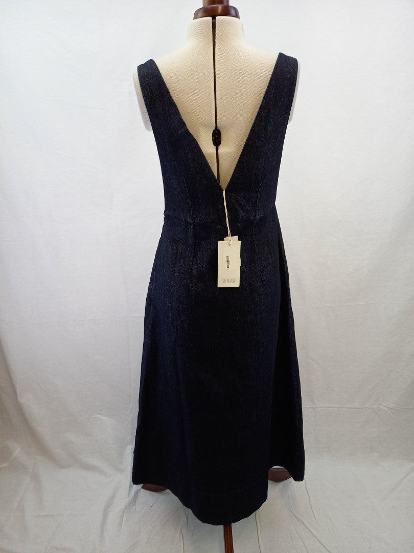 Toast Organic Indigo Denim V Neck Pinafore Maxi Dress New with Tag - Size 6