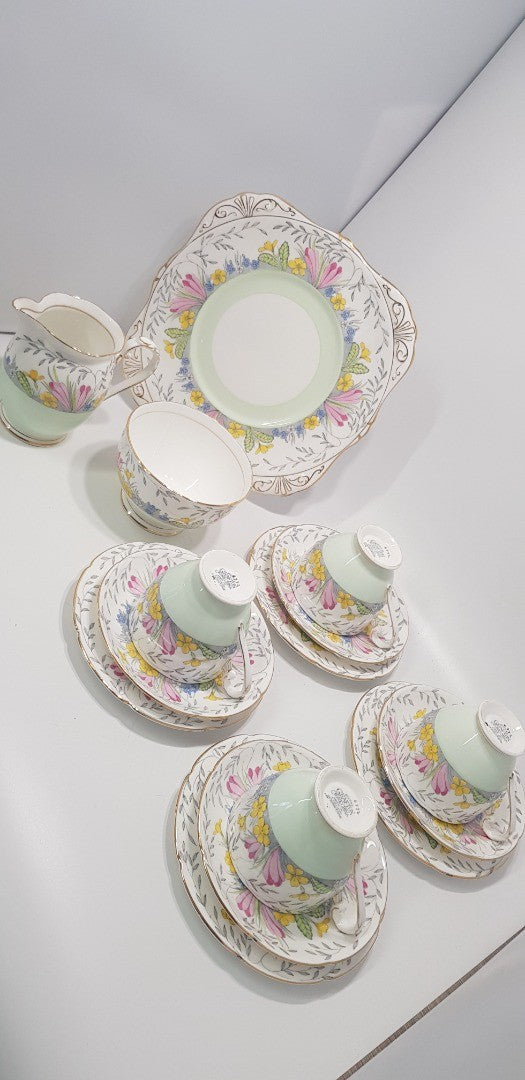 Royal Grafton Spring Time Tea Set x4 settings Plus Jug, Plate & Bowl Vintage/Rare VGC