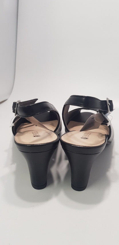 Pavers Open Toe Black Black Heel Shoe Size 5 Brand New