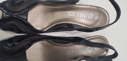 Pavers Open Toe Black Wedge Sandal Size 6 Brand New