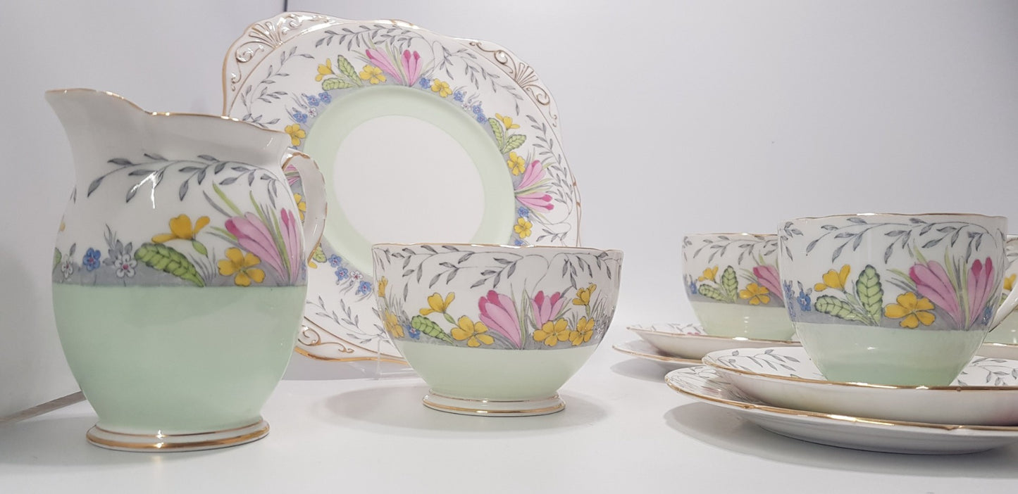 Royal Grafton Spring Time Tea Set x4 settings Plus Jug, Plate & Bowl Vintage/Rare VGC