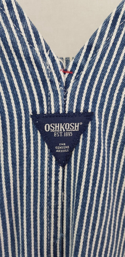 Osh Kosh Blue White Stripy Dungarees 18M/83cm  VGC