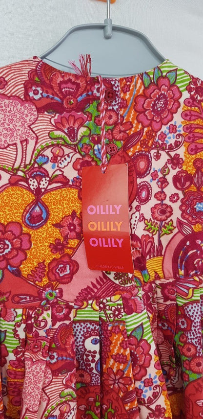 Oilily Red Floral Dress 2 years 100% Cotton  BNWT
