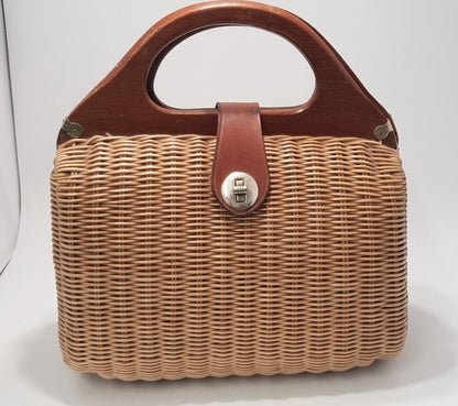 Wood & Wicker Vintage Medium Handbag VGC