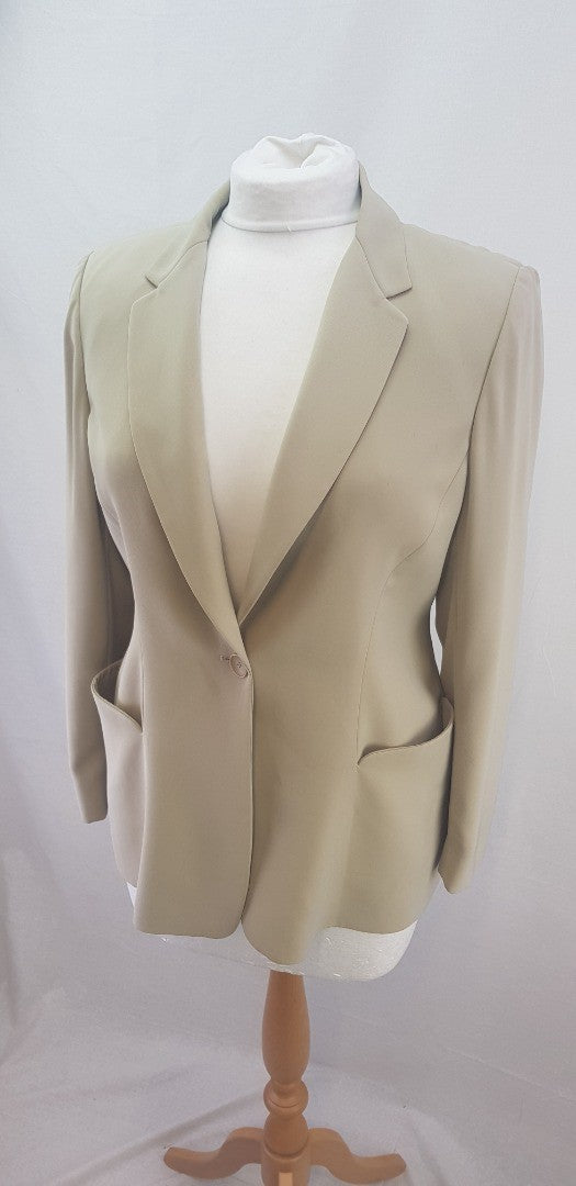 Philippe Adec Womens Trouser Suit Beige Size 14 GC