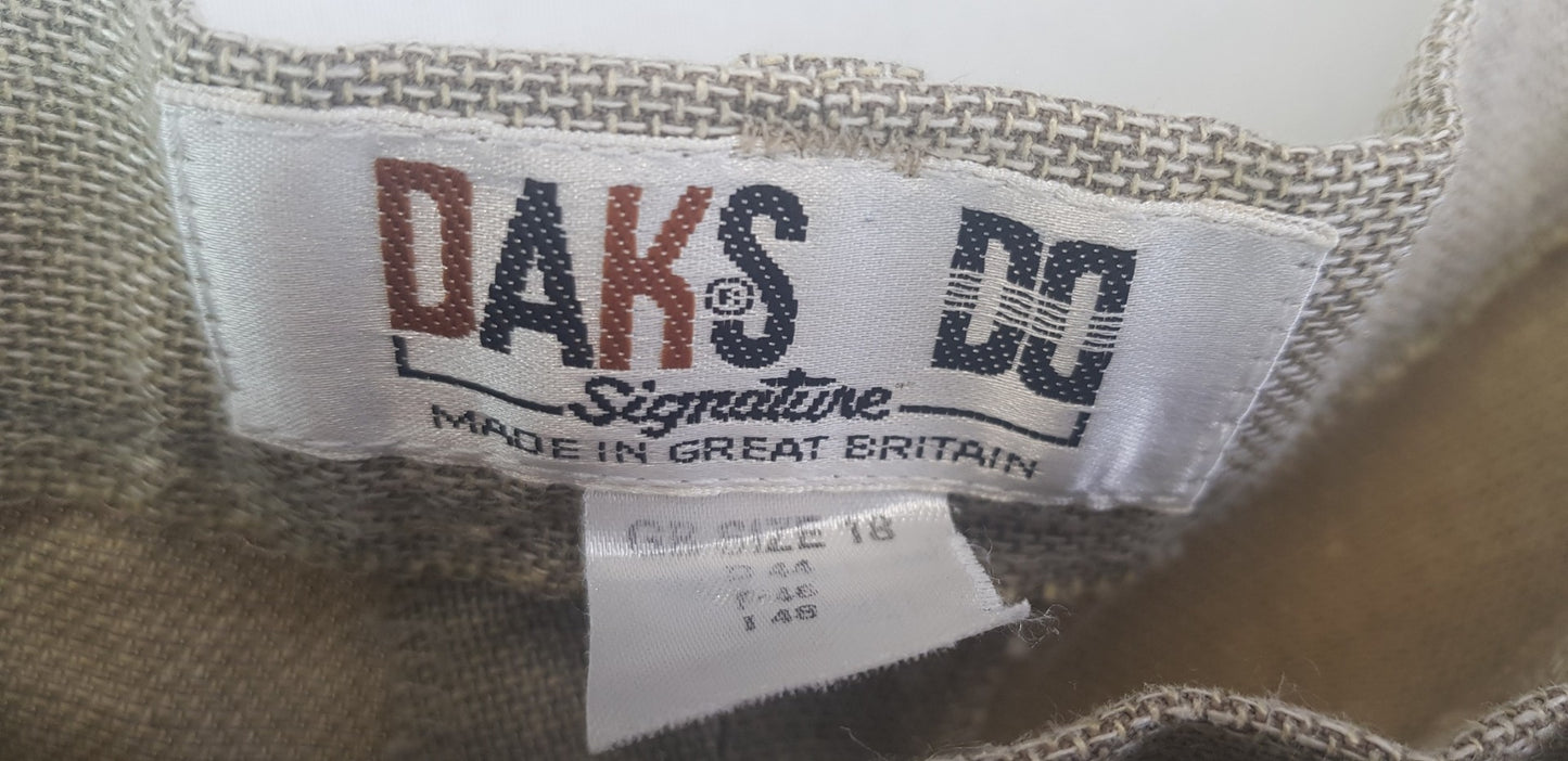 Daks Signature Wool & Silk Mix Sand Brown Suit Size 16/18 VGC