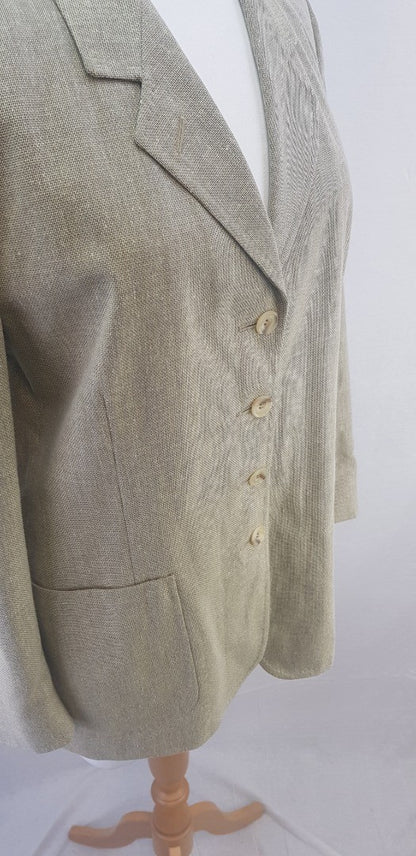 Daks Signature Wool & Silk Mix Sand Brown Suit Size 16/18 VGC