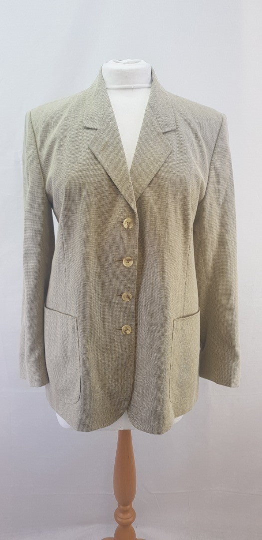 Daks Signature Wool & Silk Mix Sand Brown Suit Size 16/18 VGC