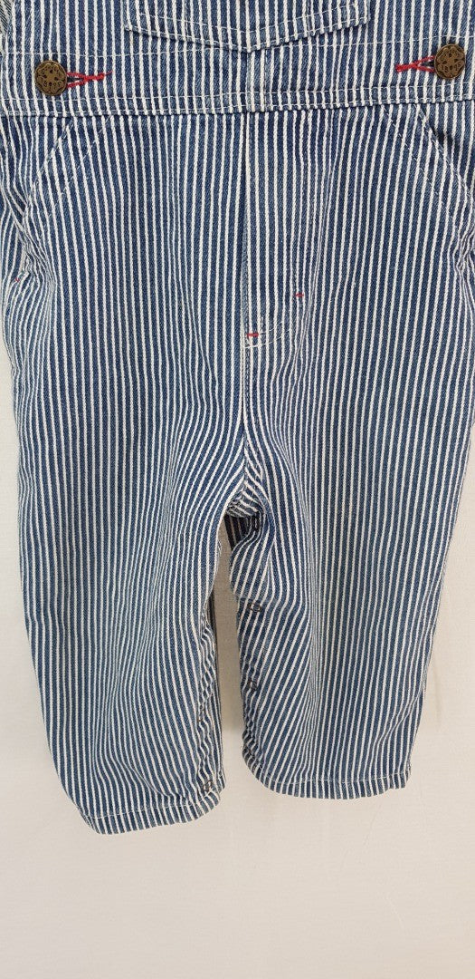 Osh Kosh Blue White Stripy Dungarees 18M/83cm  VGC