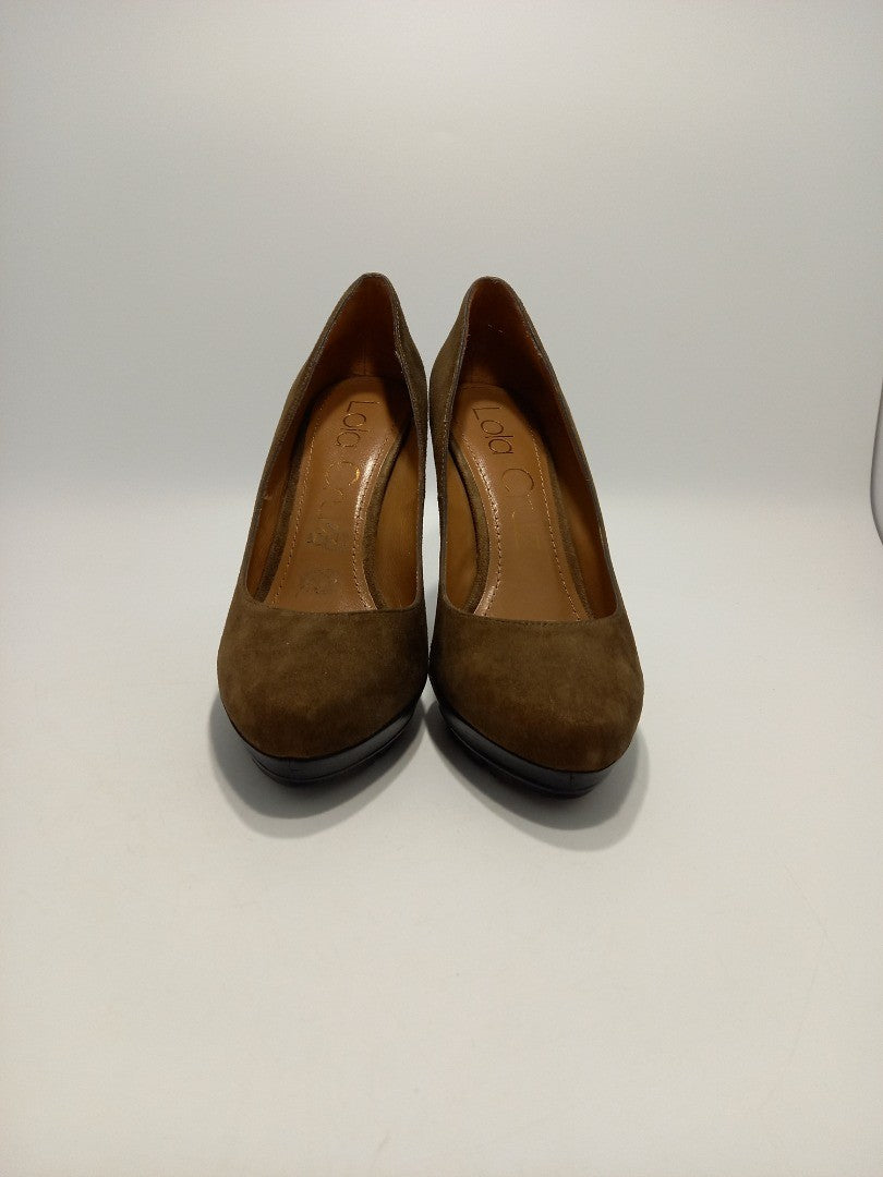 Lola Cruz Shoes High Heels, Women's Size 5, Brown Suede 'Marino' Heeled Court