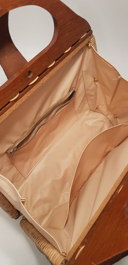 Wood & Wicker Vintage Medium Handbag VGC