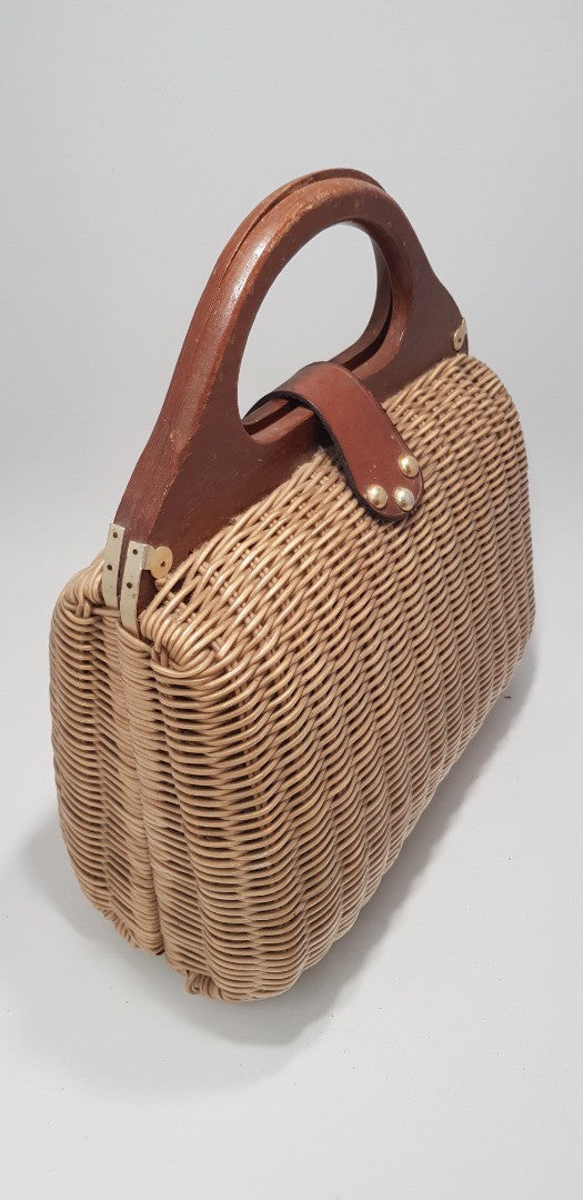 Wood & Wicker Vintage Medium Handbag VGC