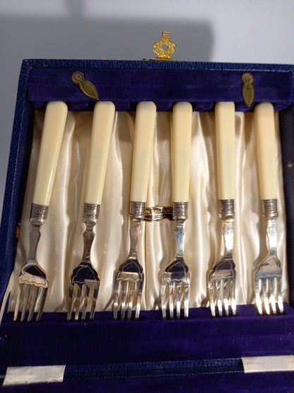 E.P.N.S. Cutlery Set Silver, Plate 12 Piece Fish Forks in Box