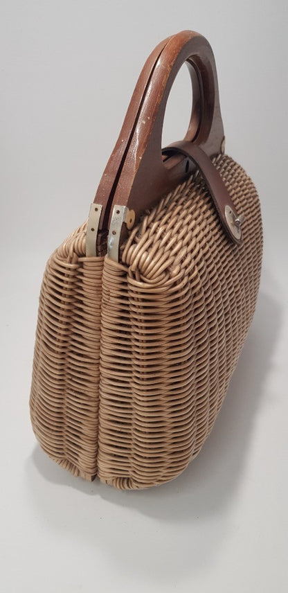 Wood & Wicker Vintage Medium Handbag VGC