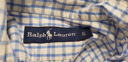 Kids Ralph Lauren Blue White Check Shirt Age 6 VGC