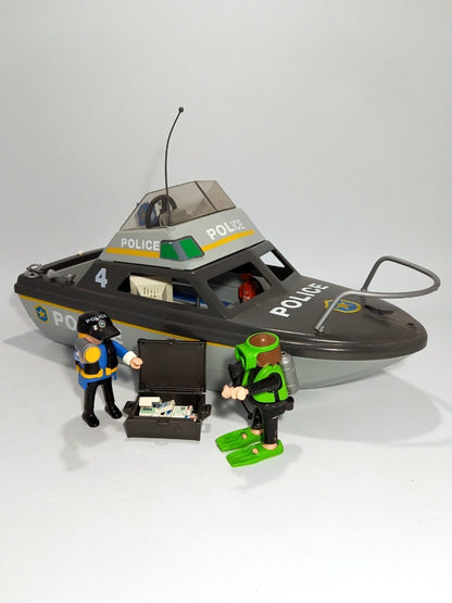 Playmobil Playset Boat Police, with Figurines and Accessories