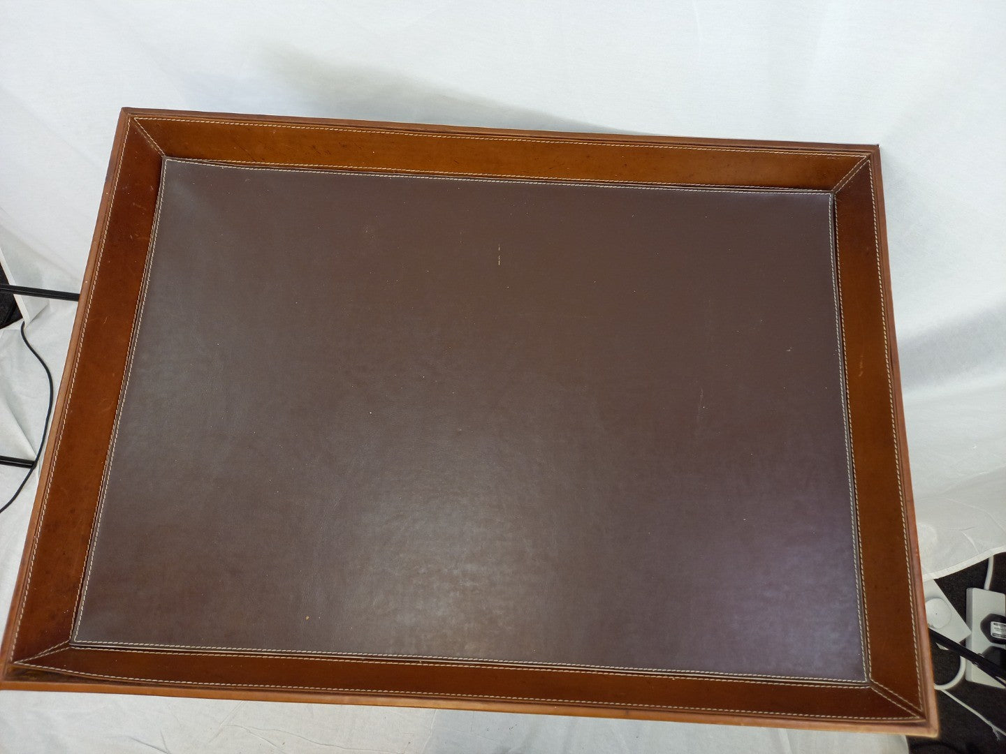 Butler's Tray Table Leather, Removeable Serving Serveware with Stand in Brown