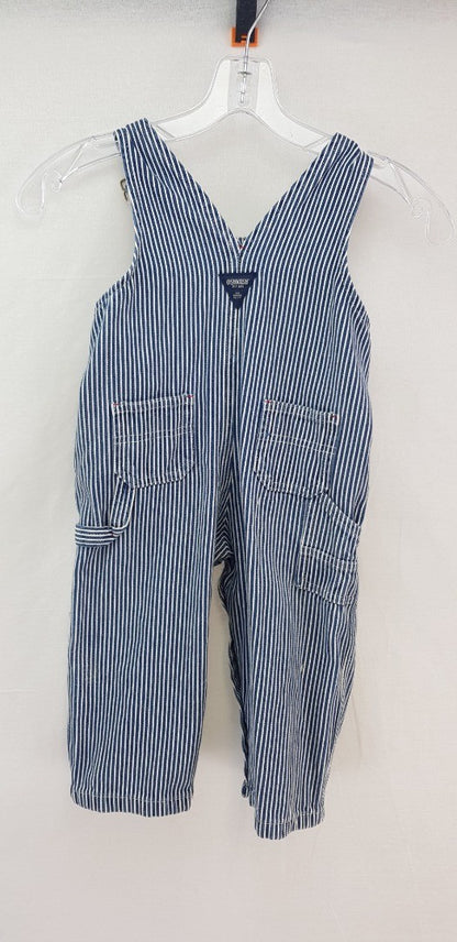 Osh Kosh Blue White Stripy Dungarees 18M/83cm  VGC