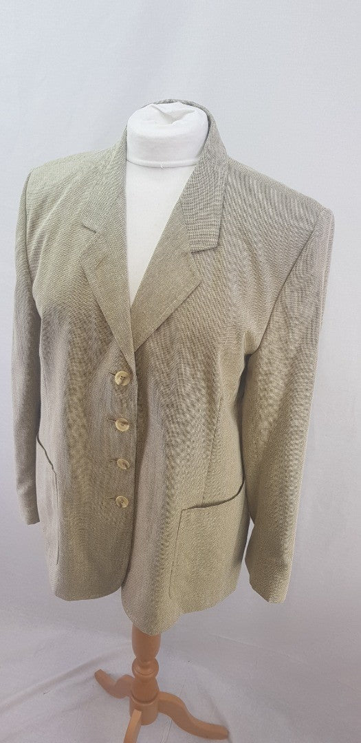 Daks Signature Wool & Silk Mix Sand Brown Suit Size 16/18 VGC