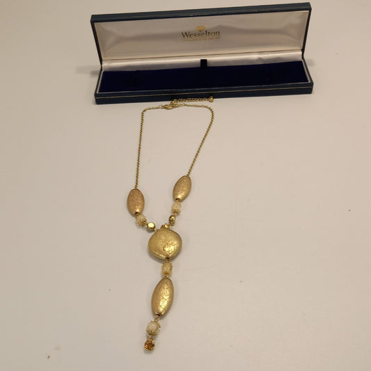 Wesselton Gold Tone Choker Style Norwegian Necklace - Boxed.