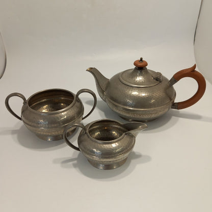 Manor Pewter Tea Set - Sheffield England - Hammered