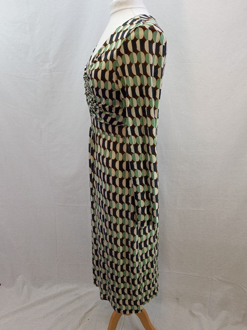 Boden Multicoloured Abstract Semicircle Pattern Knee Length Dress - Size UK 14L
