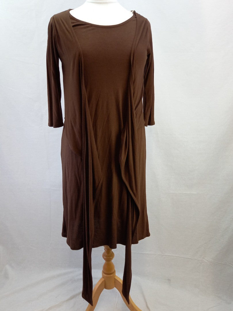 Toast Brown Modal Wool Jersey Wraparound Dress New with Tag - Size 10